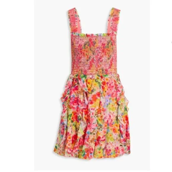 NWT Alice + Olivia Jocelyn Smocked Mini Dress Size 12 - Picture 13 of 16